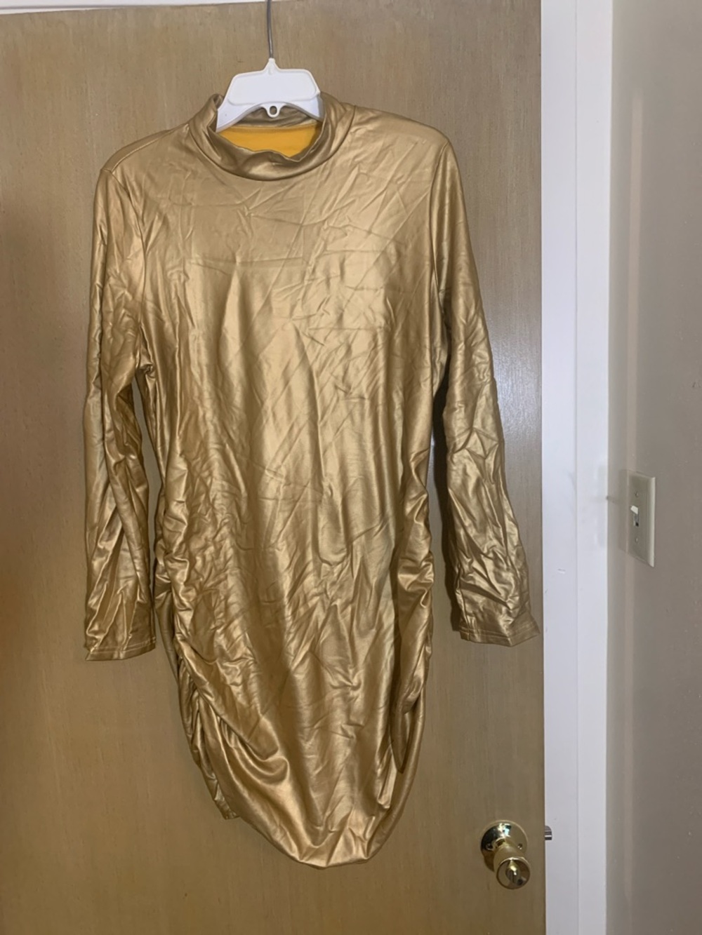 SEXY XXL Shiny Gold Long Sleeve Tunic Dress